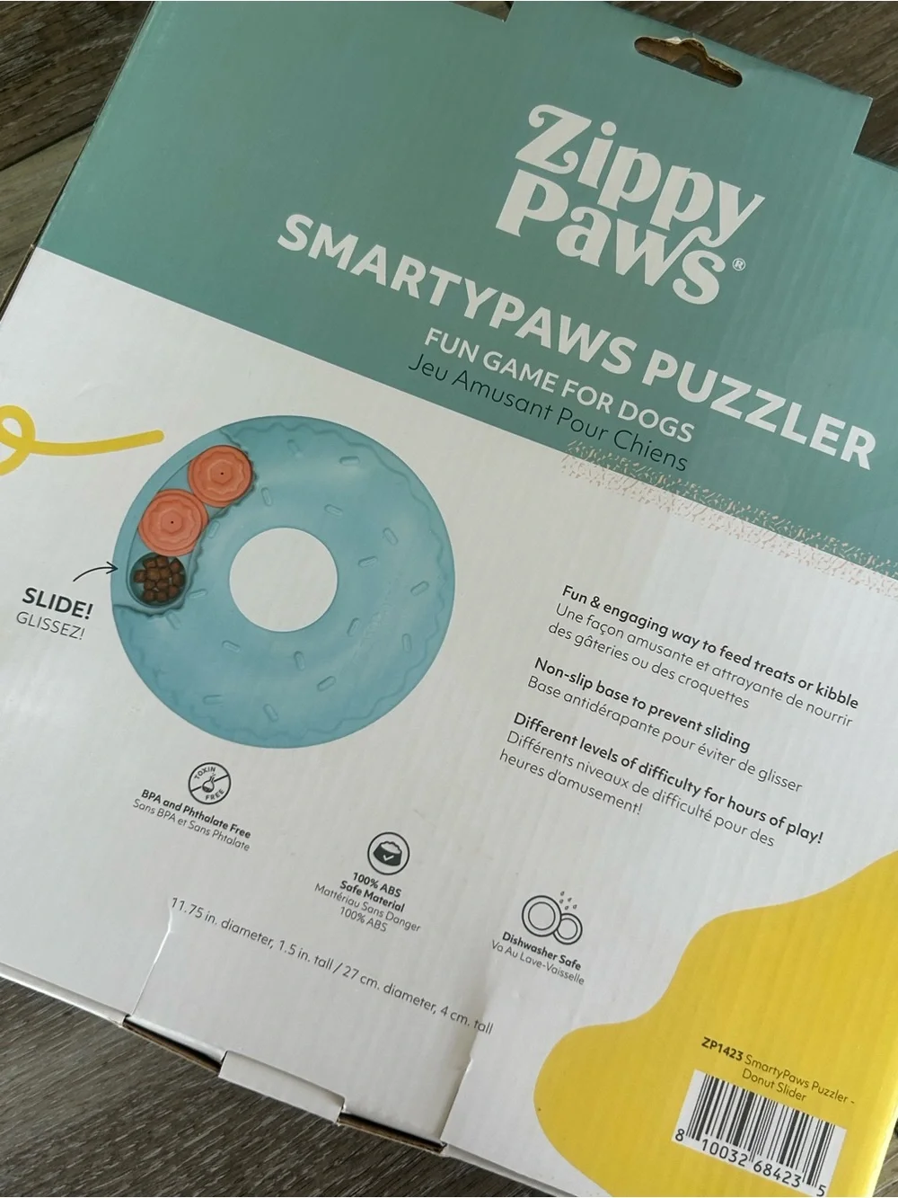 NEW ZippyPaws SmartyPaws Puzzler Donut Slider Dog Toy, Blue